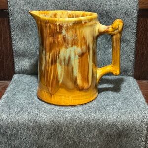 Mid Century Modern Artisan Ceramic Pitcher in Warm Earth Tones